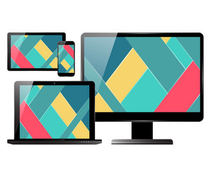 monitor smartphone laptop tablet set vector image