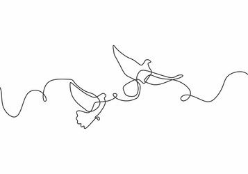 continuous one line drawing couple of birds dove vector image