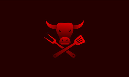 grill red abstract with cow head logo design icon vector image