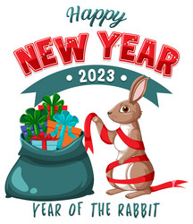 year of the rabbit happy new banner vector image