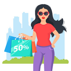 girl bought fashionable clothes attractive vector image