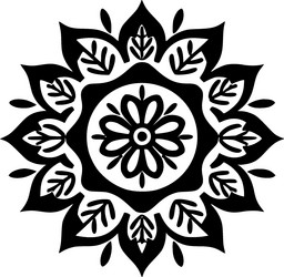 mandala - black and white vector image