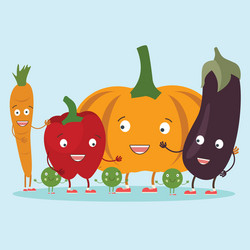 image set cute vegetables icons vector image