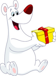 polar bear christmas gift vector image