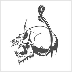 skull on a fishing hook vector image