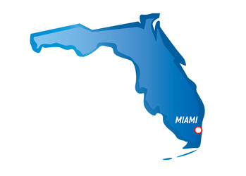 map of florida and miami outline vector image