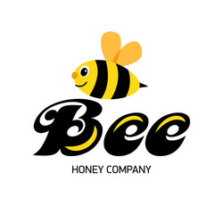 merry bee logo for honey producer company happy vector image