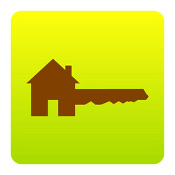 home key sign brown icon at green-yellow vector image