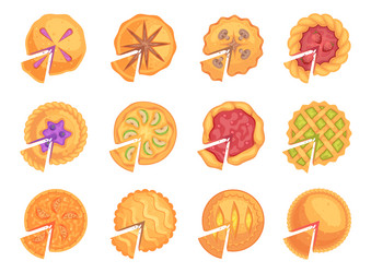 round fruit pie delicious top view tasty bakery vector image