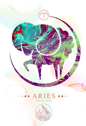 aries zodiac sign with alcohol ink texture vector image