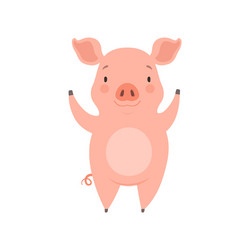 cute cheerful little pig funny piglet cartoon vector image