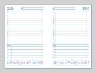 datebook 2020 diary daily planner vector image