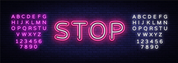 stop neon text design template vector image