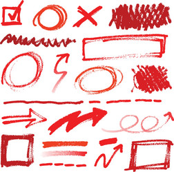 collection of hand-drawn red pencil corrections vector image