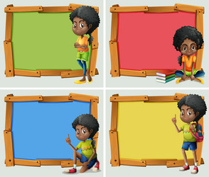 frame design with african american girl vector image