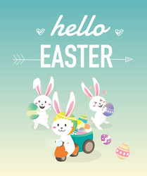 happy easter day with white rabbit vector image