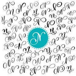 set of hand drawn calligraphy letter n vector image