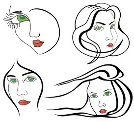 set of woman faces vector image