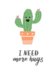 card with cheerful cactus vector image