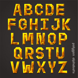 alphabet gold color polygon style vector image