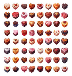 sugary cocoa sweet hearts cartoon vector image