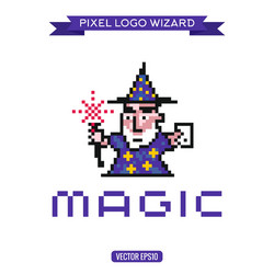 logo pixel art wizard magician magic vector image