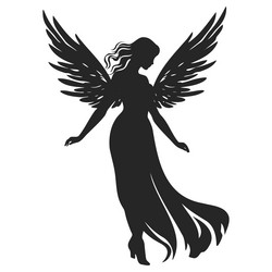 silhouette of an angel girl with wings vector image