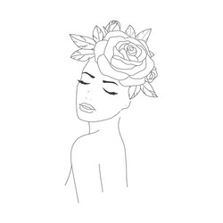 minimal line drawing woman flower images vector image