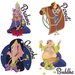 set of isolated hindu gods meditation in yoga vector image