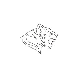 one continuous line drawing african tiger head vector image