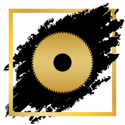 saw sign golden icon at black spot inside vector image