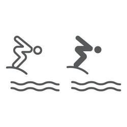 jump diving line and glyph icon sport water vector image