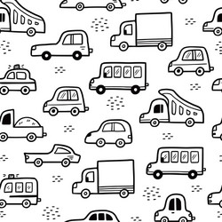 car pattern doodle sketch style vector image