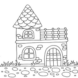 cute old house coloring page vector image