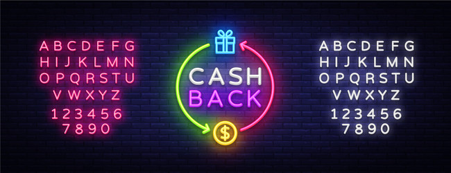 cash back neon logo sign vector image