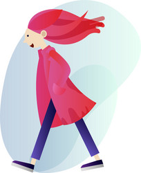 creative girl in a coat walking alone vector image