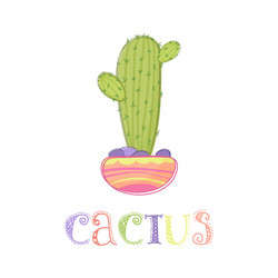 cute mexican cactus in a pot vector image