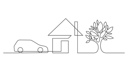 tree house car one line vector image