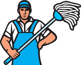 cleaner with a mop vector image