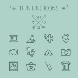 travel thin line icon set vector image