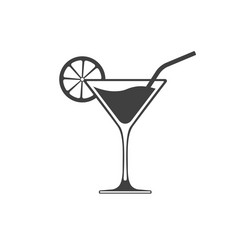 cocktail glass icon with wave on liquid vector image