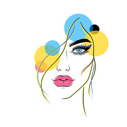 woman face and colorful circles vector image