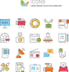 set flat line icons journalism vector image