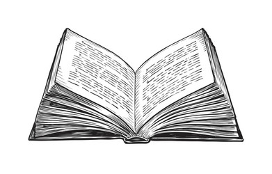 open book with pages hand drawn sketch vector image