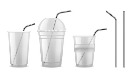 metal drinking straw reusable steel vector image