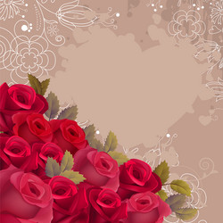 beige background with realistic red roses vector image