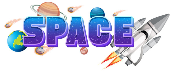 space word logo design with spaceship vector image