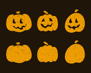 halloween scary pumpkins on dark background vector image