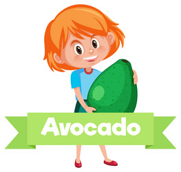 a girl holding fruit with letter on white vector image