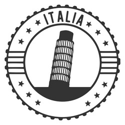 italian pisa tower postmark round label travel vector image